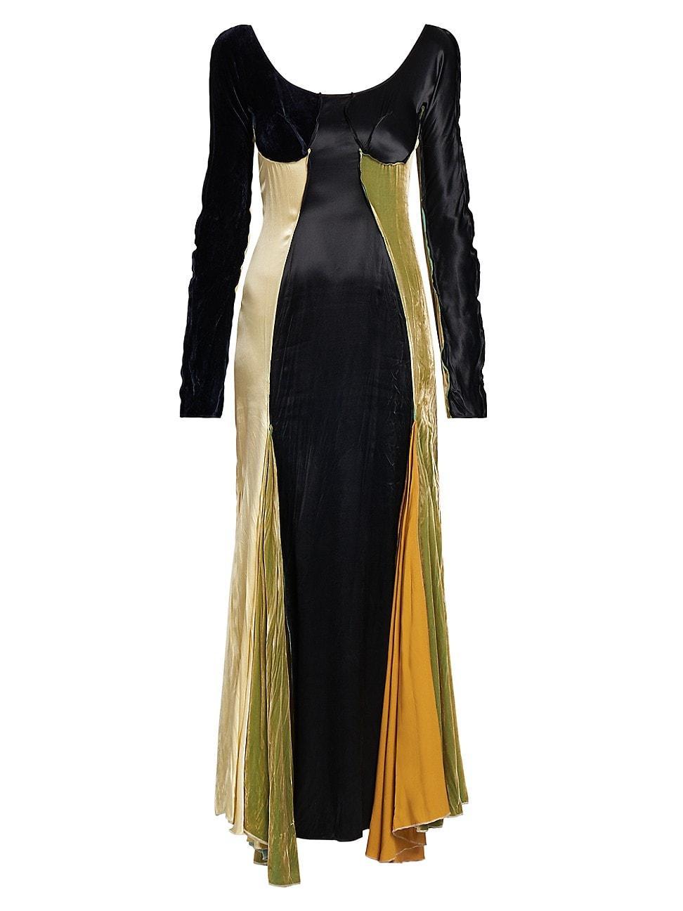 Womens Asymmetric Colorblocked Maxi Dress Product Image