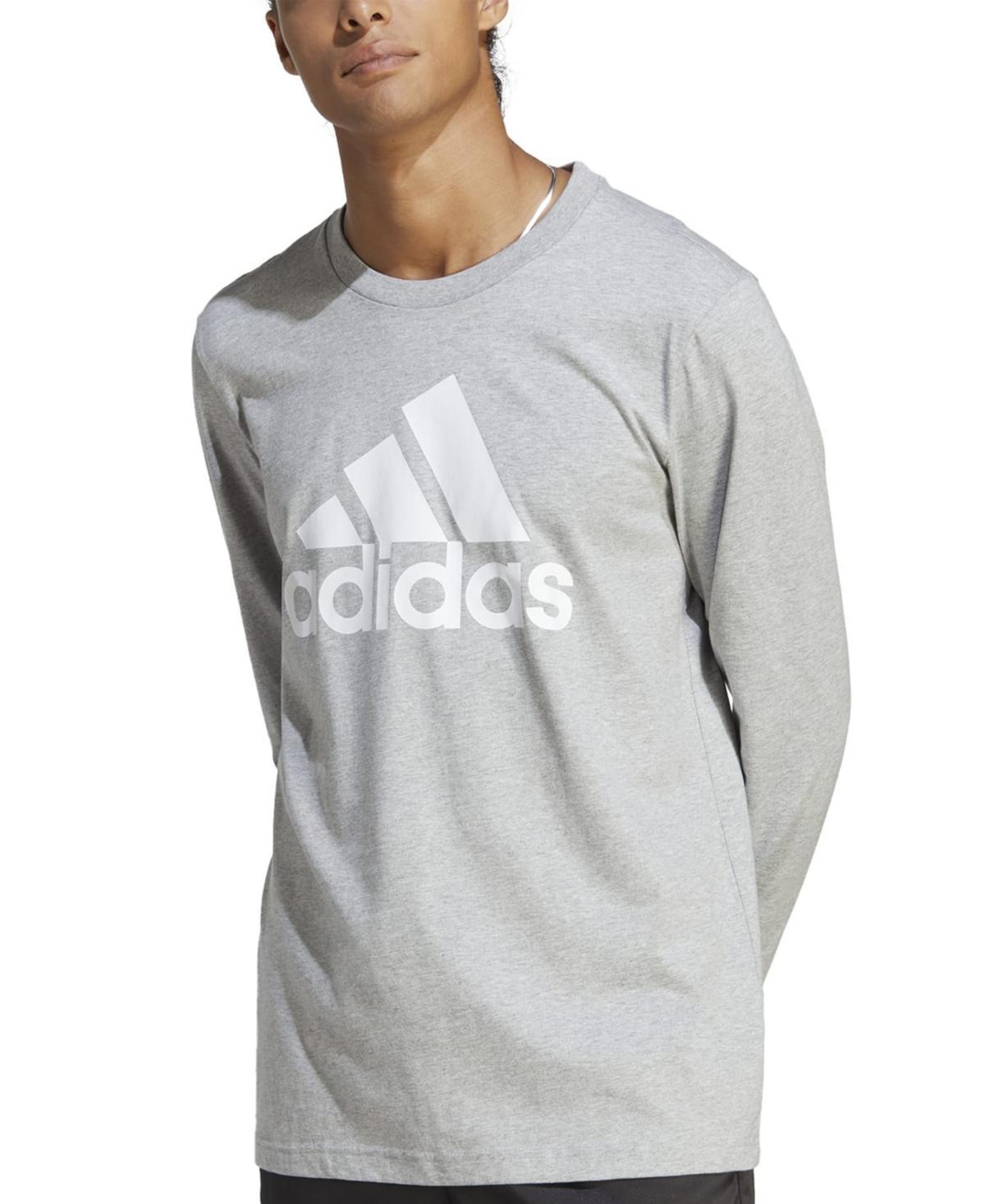 adidas Essentials Long Sleeve Tee Medium Grey Heather 2XL Mens Product Image