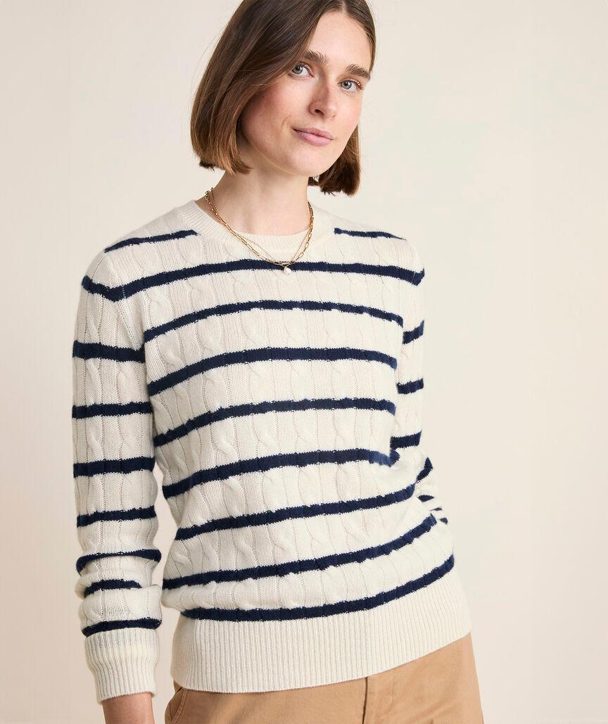 Cashmere Classic Cable Crewneck Sweater Product Image