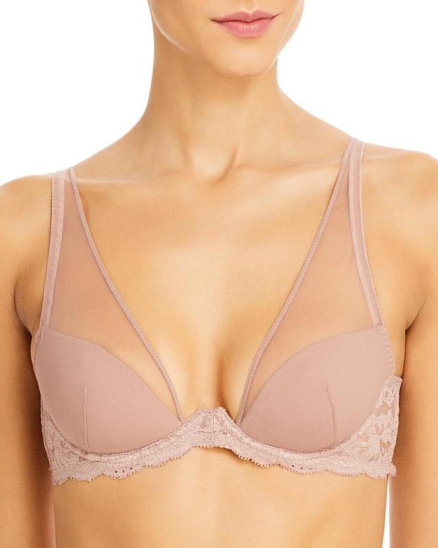 Fleur du Mal Charlotte Sheer Overlay Lace Plunge Bra Product Image