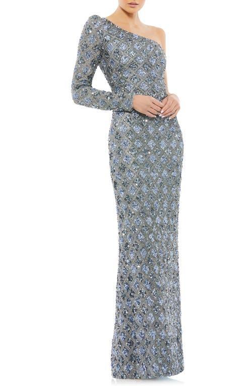 Mac Duggal Sequin Long Sleeve One-Shoulder Gown Product Image