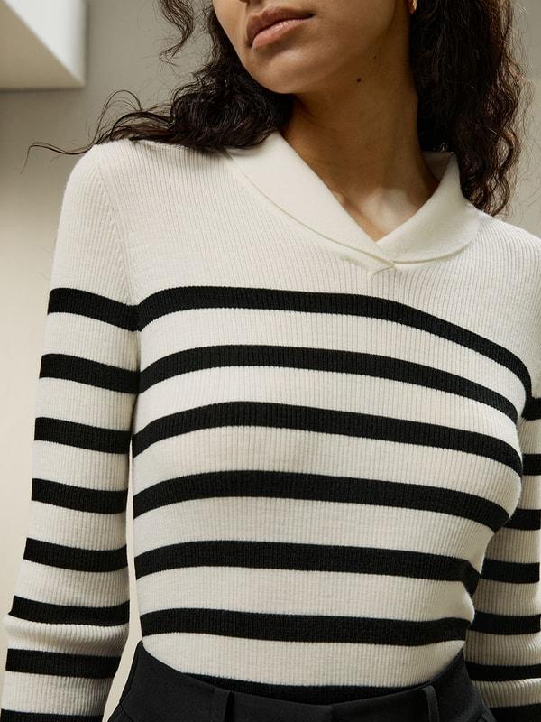 Striped Ultra-fine Merino Wool Sweater Product Image