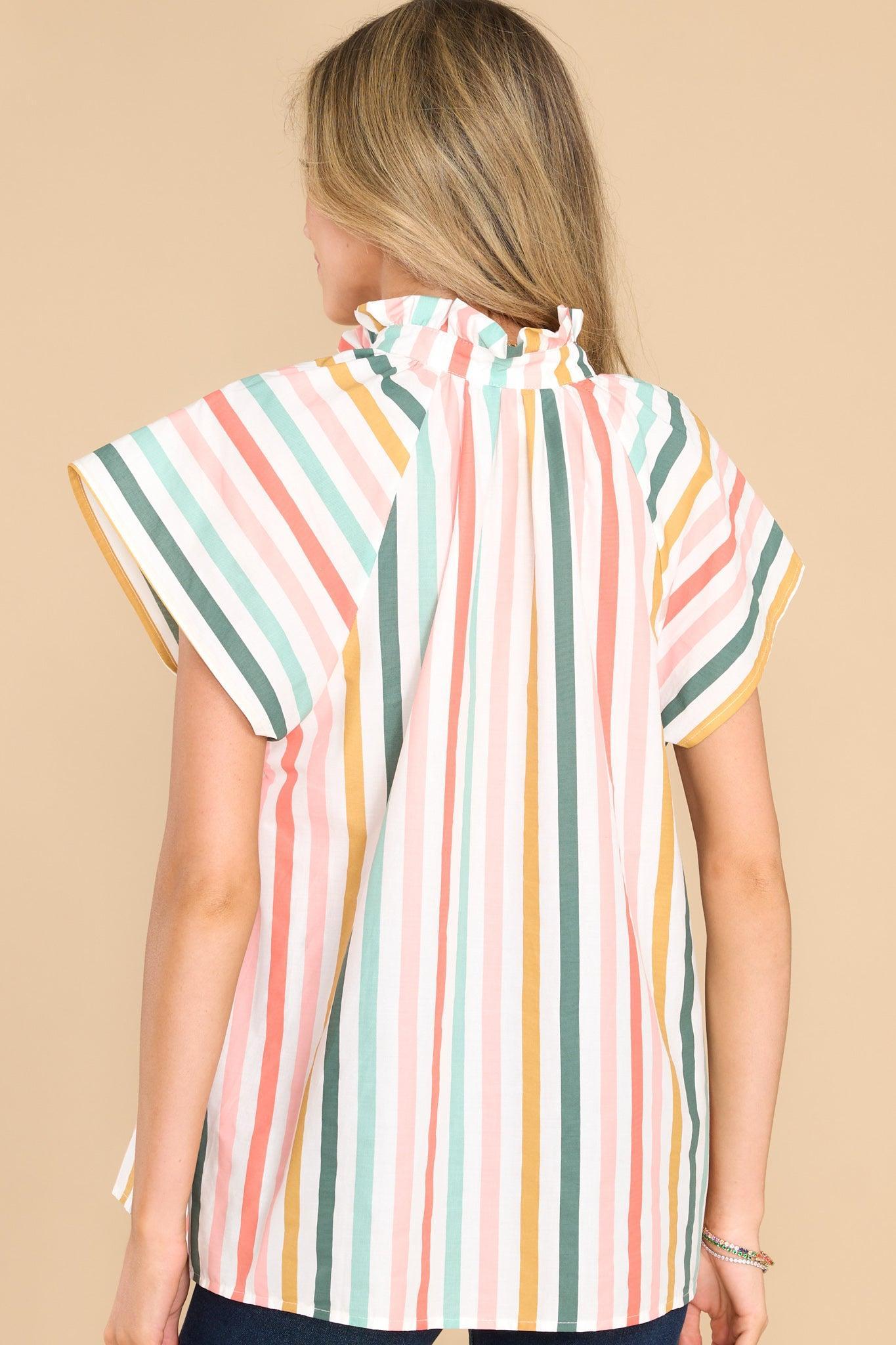 Aura Sailing Away Spiced Coral Multi Stripe Top Product Image