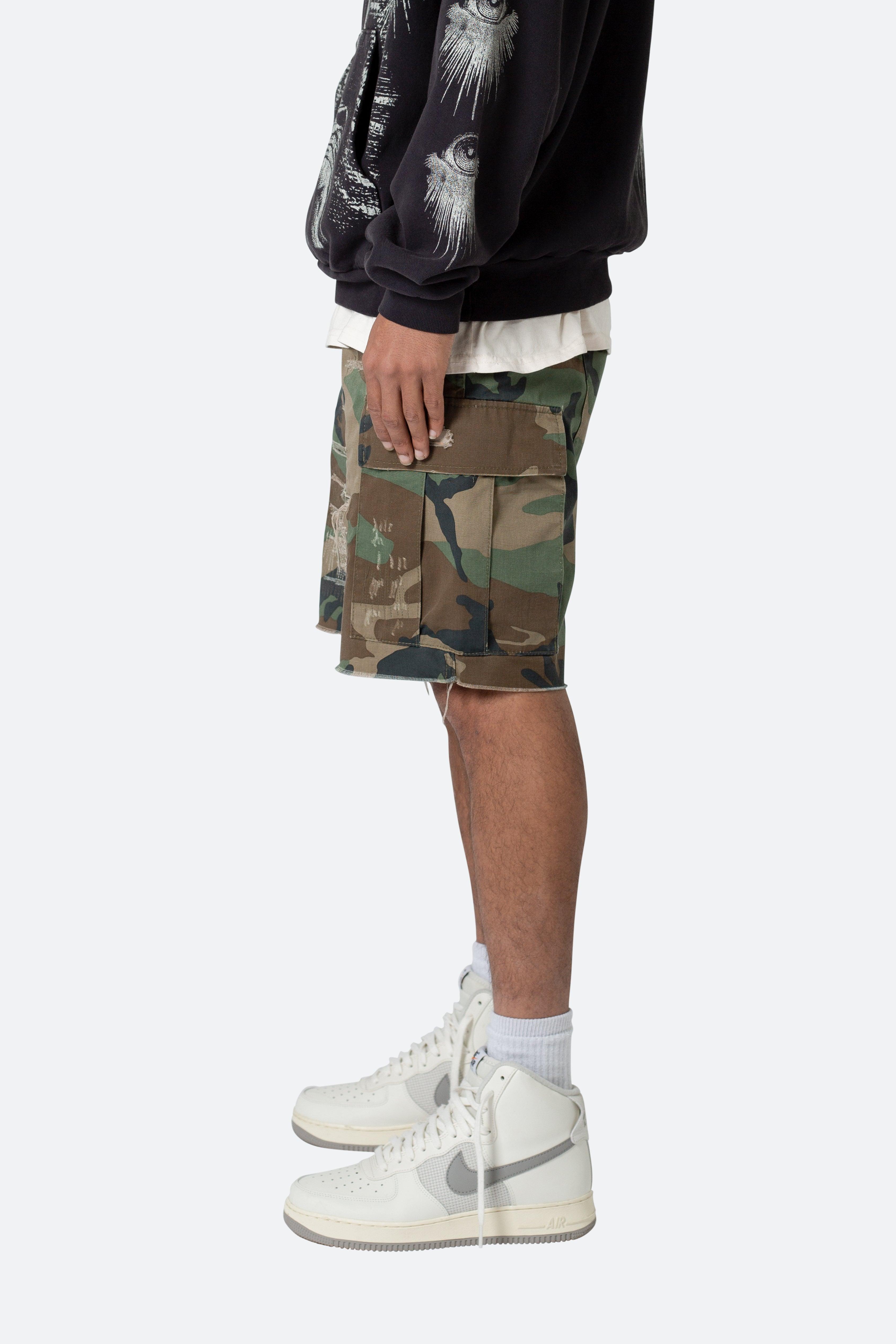 Distressed Cargo Shorts - Camo Product Image