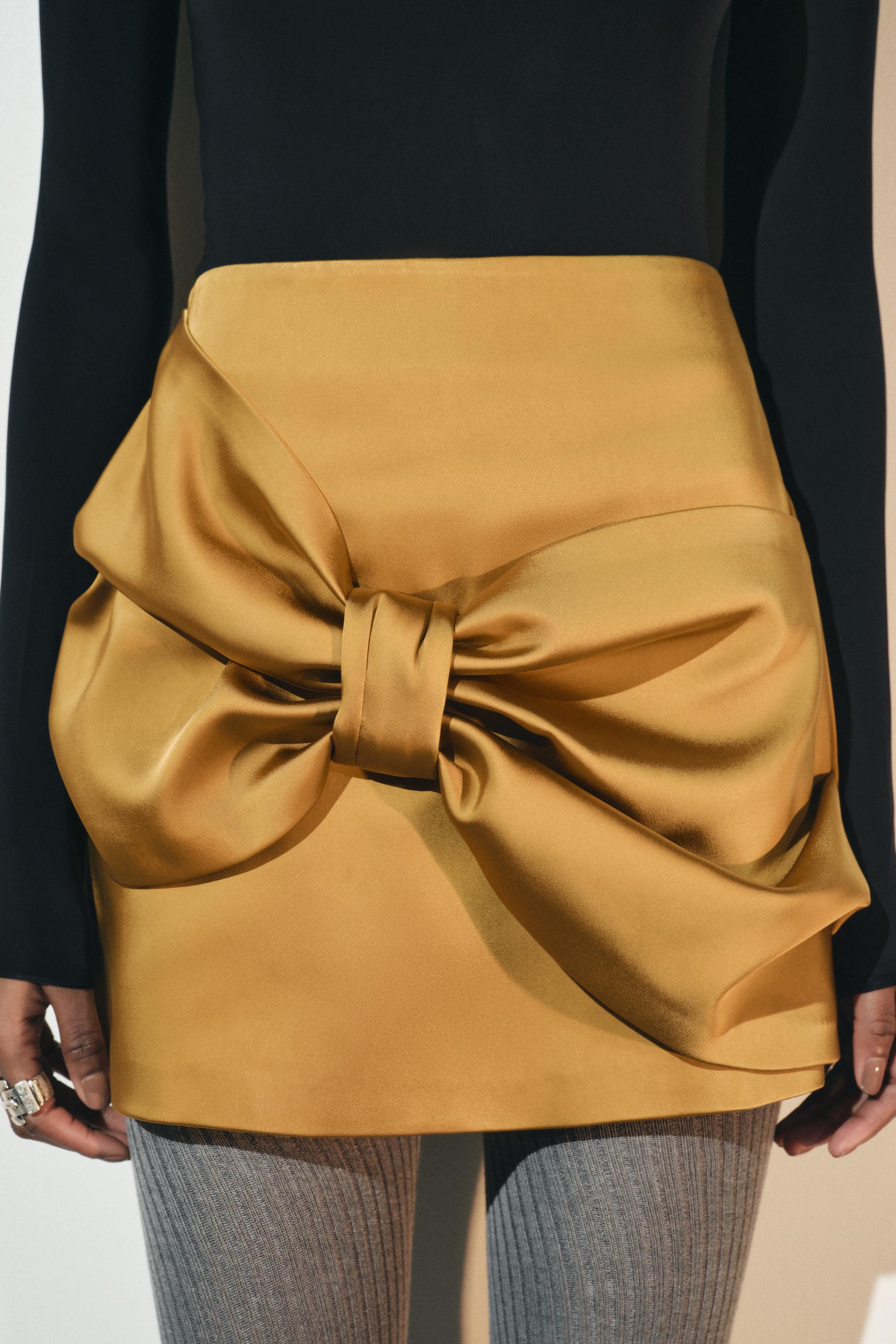 SATIN EFFECT BOW SKIRT ZW COLLECTION Product Image