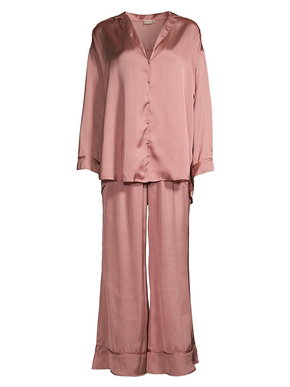 Free People Dreamy Days Solid Lightweight Satin Oversized Pajama Set Product Image