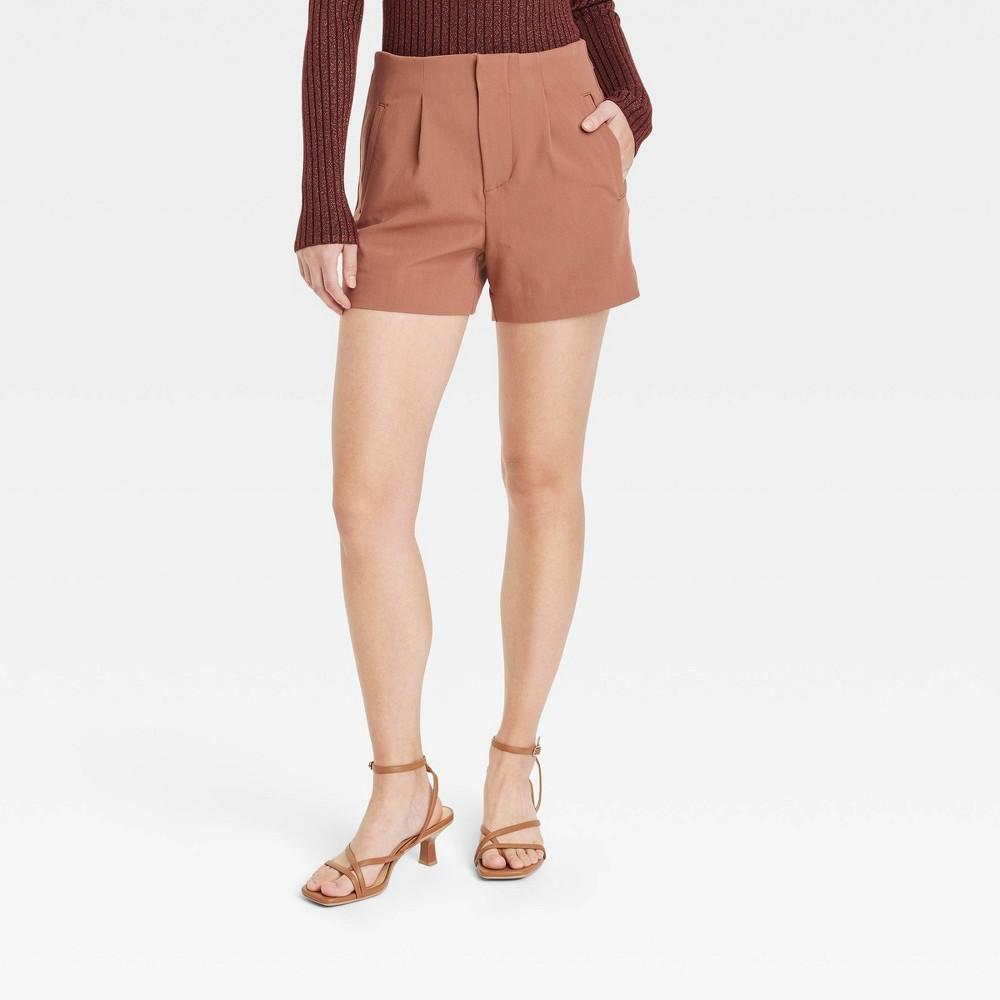 Womens High-Rise Tailored Shorts - A New Day Brown 12 Product Image