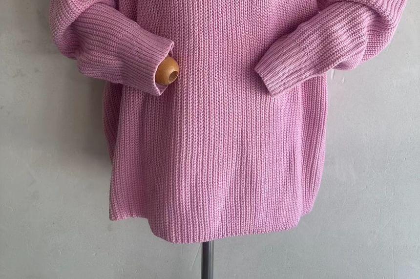 Round Neck Plain Sweater Product Image