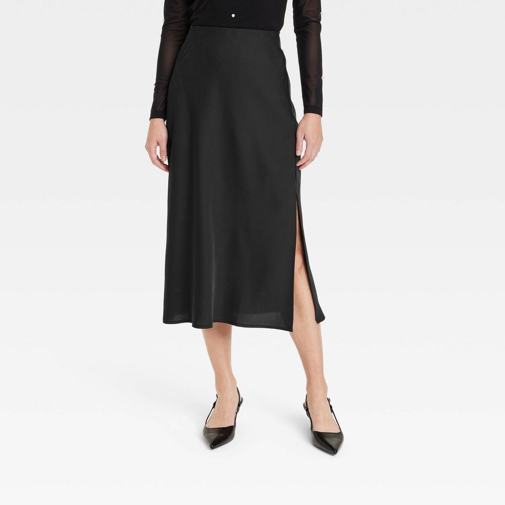 Womens A-Line Midi Slip Skirt - A New Day Black product image