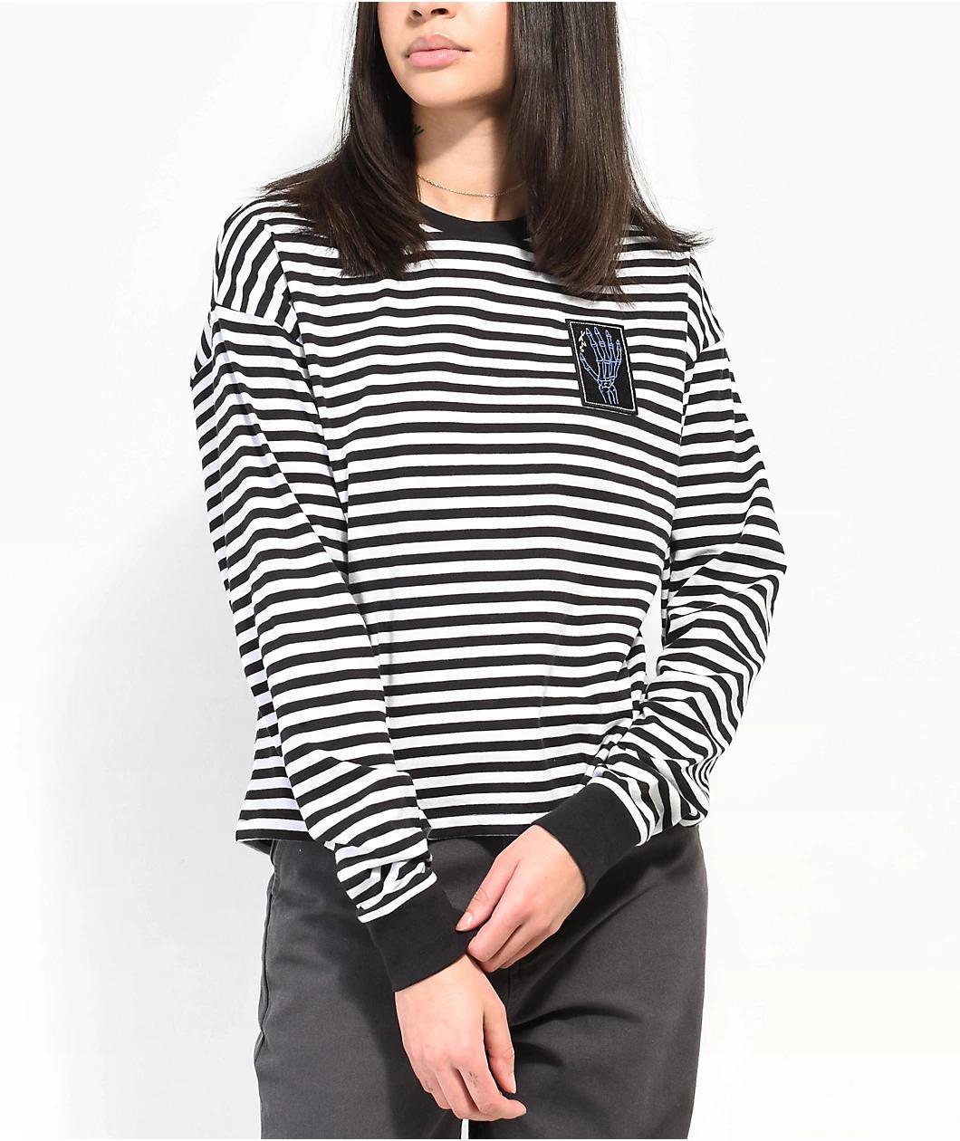 Vans x Breana Geering Skate Black & White Striped Long Sleeve T-Shirt Product Image