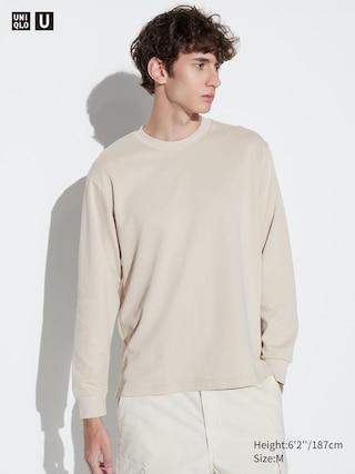 Airism Cotton Crew Neck T-Shirt Long-Sleeve Natural Small UNIQLO US Product Image