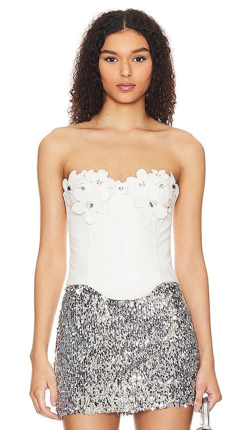 Lovers and Friends Nova Faux Leather Bustier in Cream. Product Image