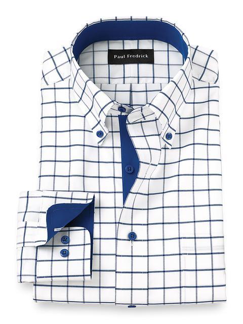 Comfort Stretch Non-Iron Check Dress Shirt With Contrast Trim - Cobalt Product Image