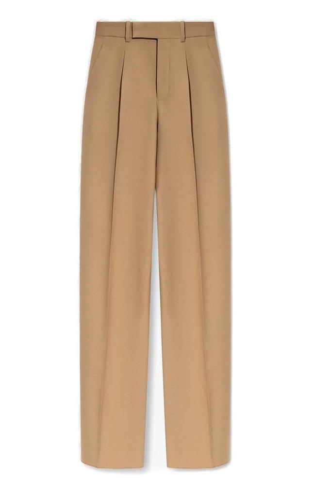 High Waist Wide Leg Trousers In Beige product image