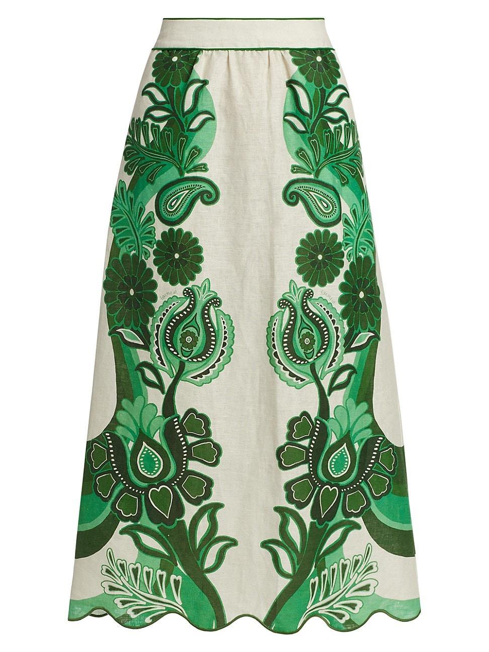 Green Color Festival Euroflax Midi Skirt, COLOR FESTIVAL GREEN / XXS Product Image