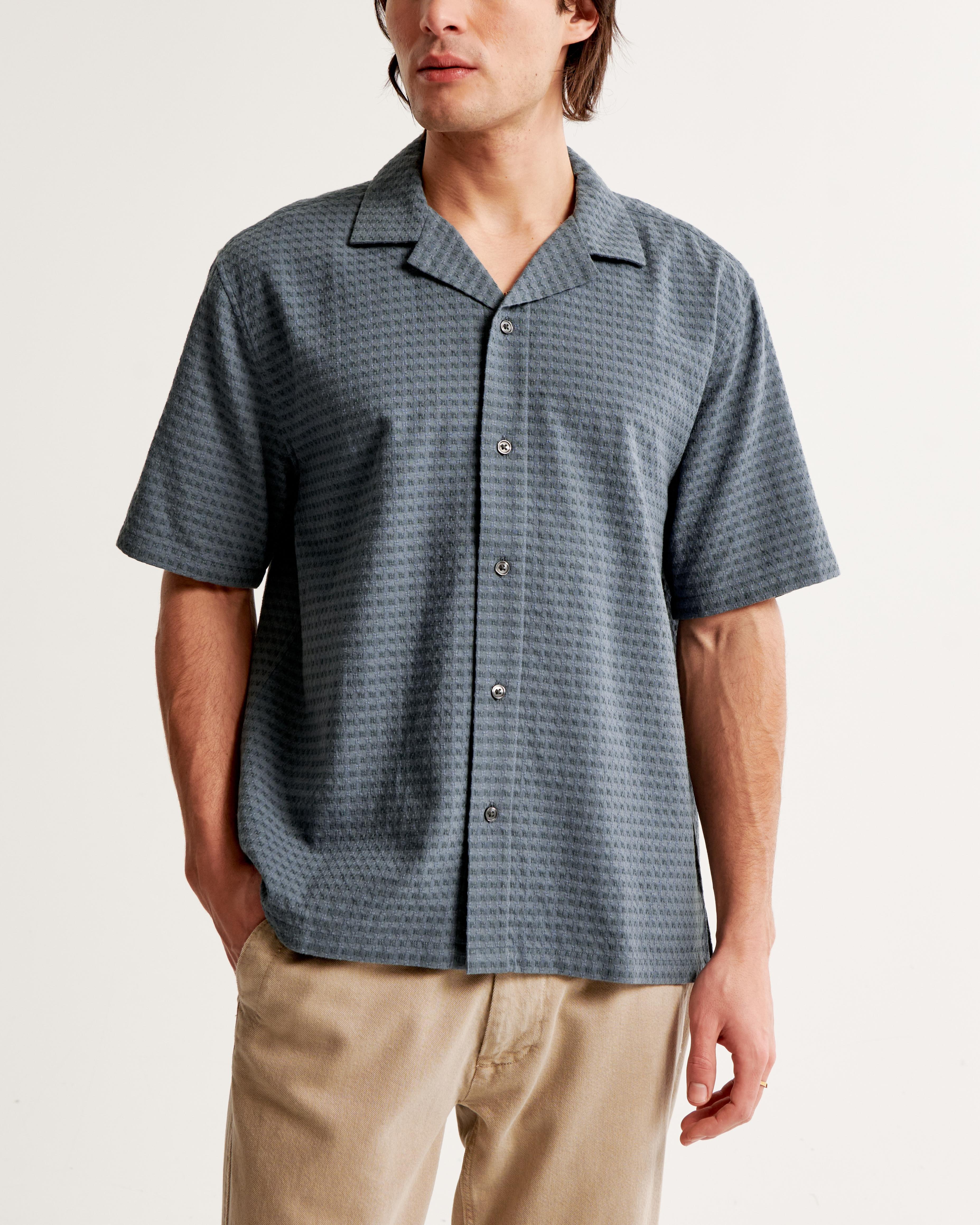 Camp Collar Waffle Button-Up Shirt Product Image