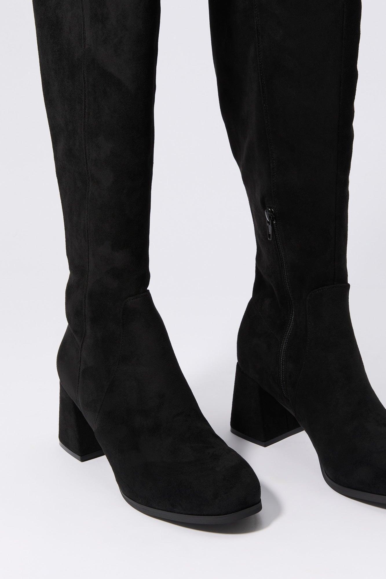 Faux Suede Knee High Heeled Boot Female product image