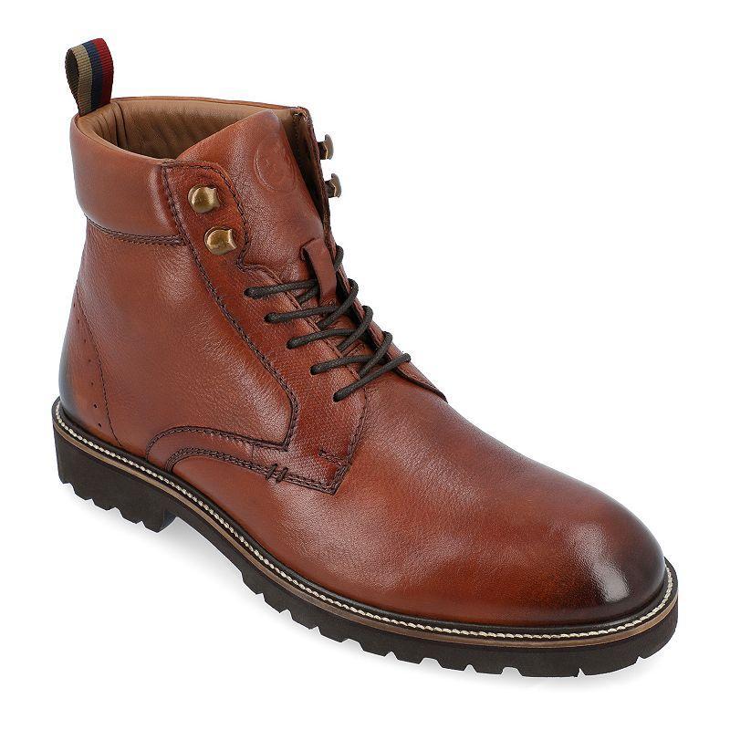 Thomas & Vine Simeon Plain Toe Mens Leather Ankle Boots Red Product Image