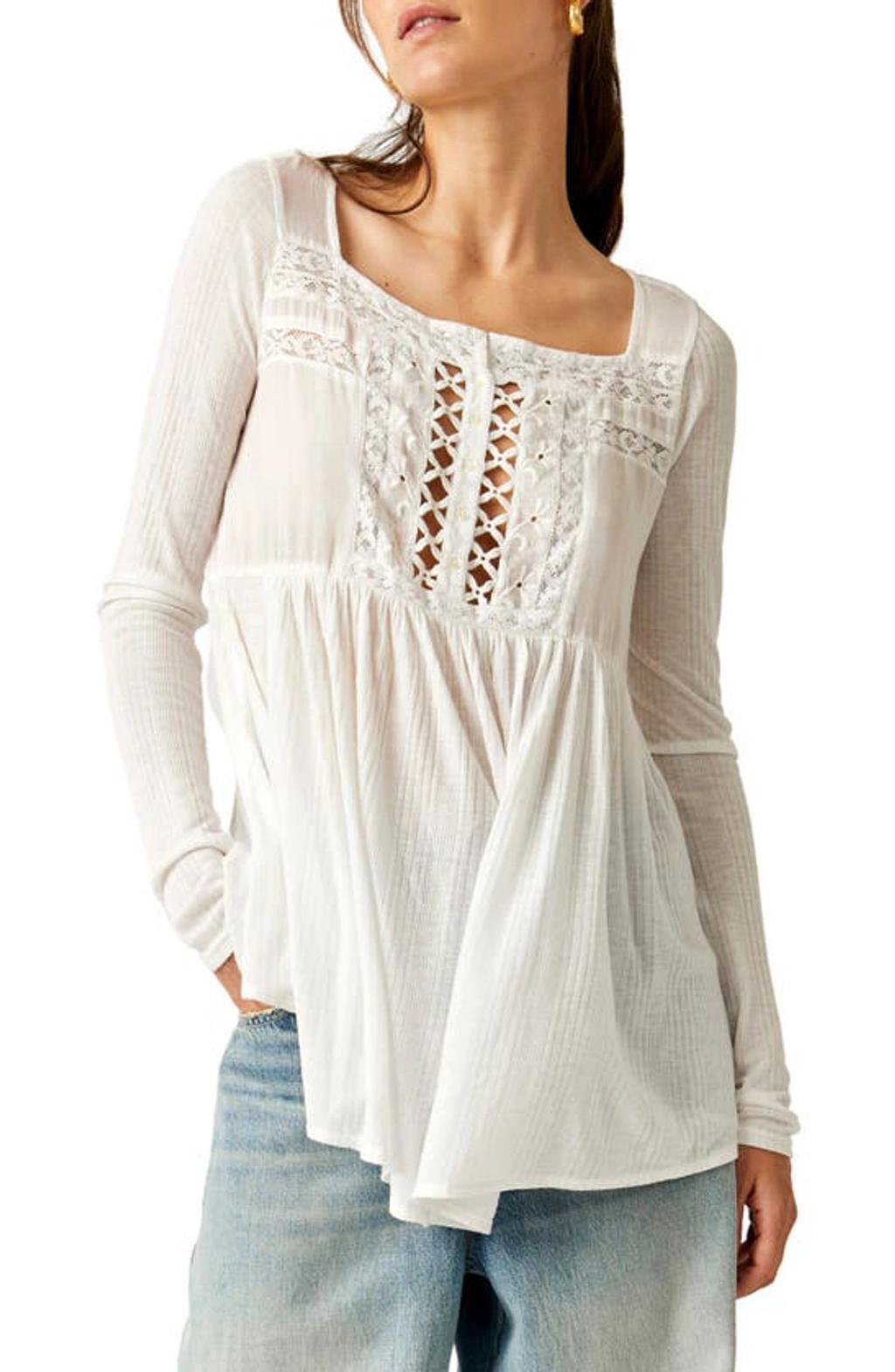 Pretty Please Lace Tunic Top In Multi Product Image