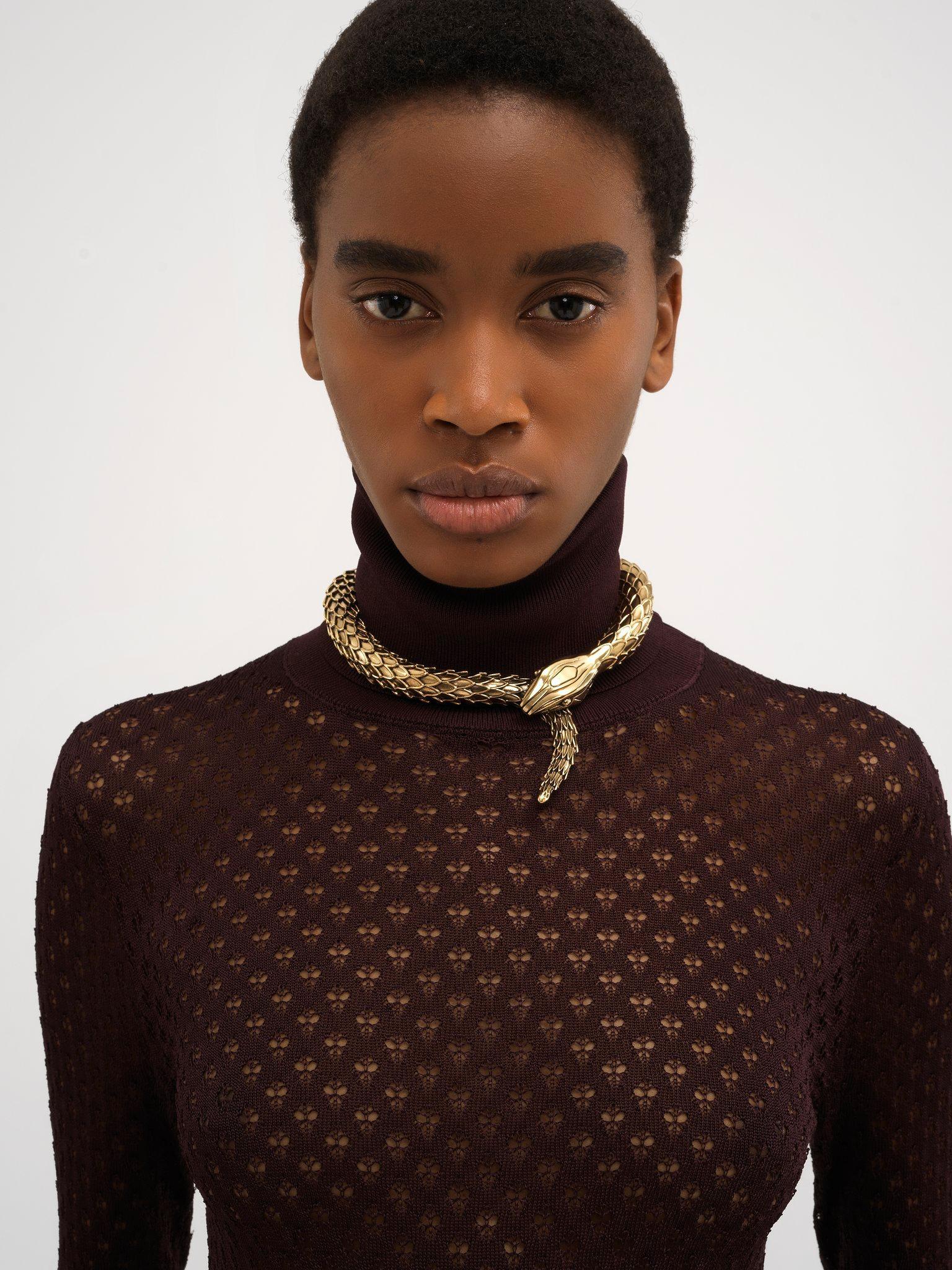 Fitted turtleneck sweater in lace knit Product Image