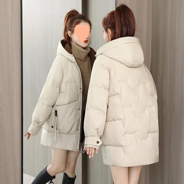 Hooded Plain Padded Coat Product Image