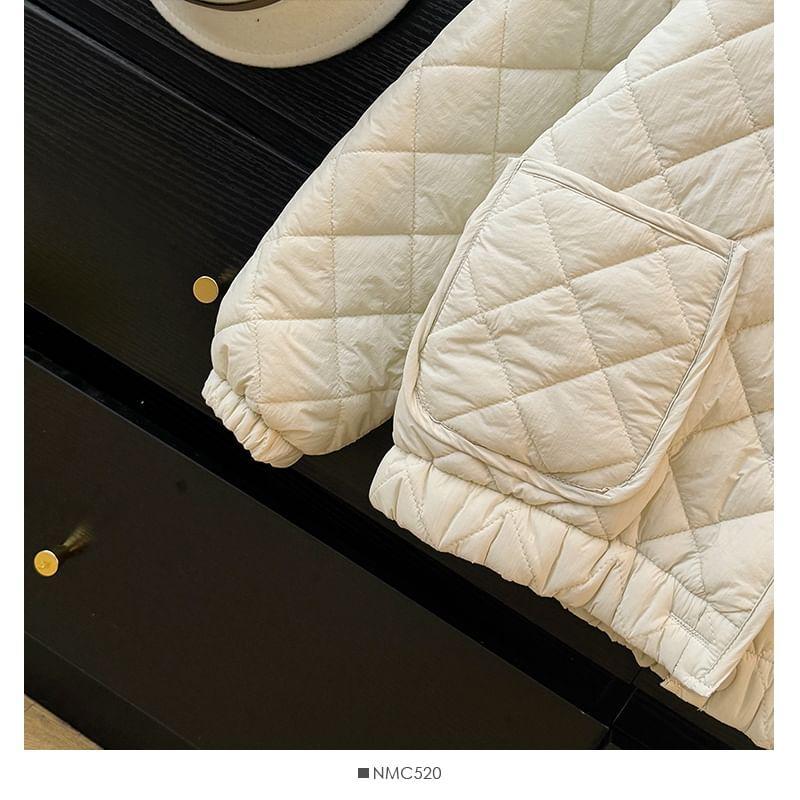 Fleece-Collar Quilted Jacket Product Image