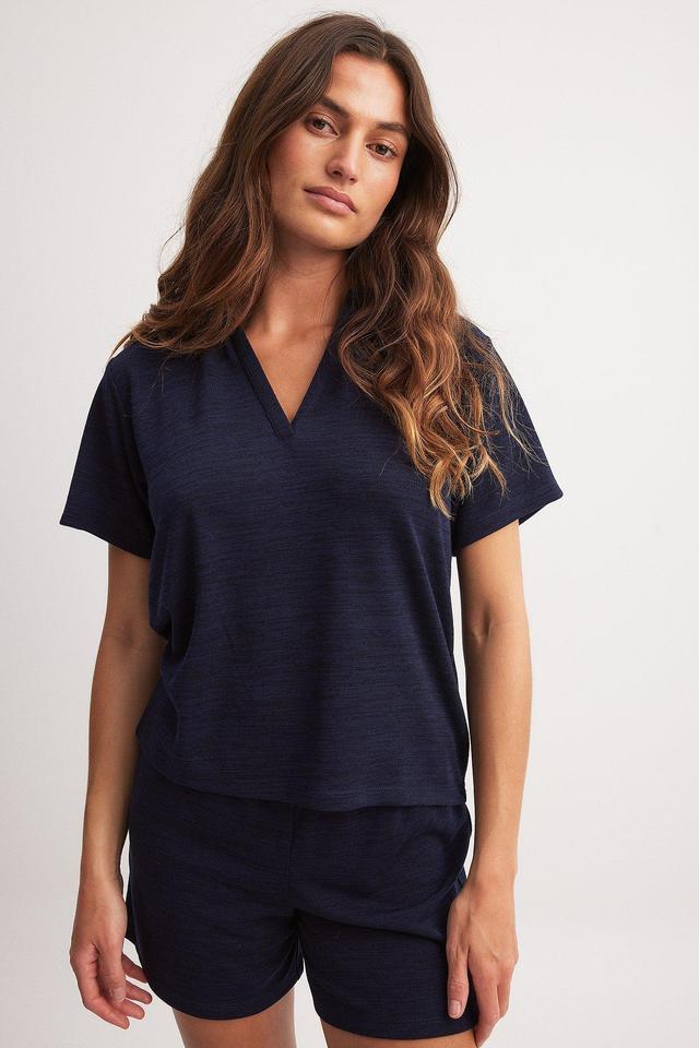 Short Sleeve V-neck Collar Top Product Image