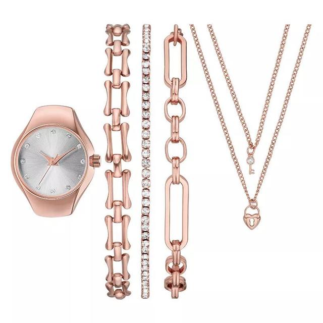 Folio Womens Rose Gold Stackable Ring Watch Set, Pink Product Image