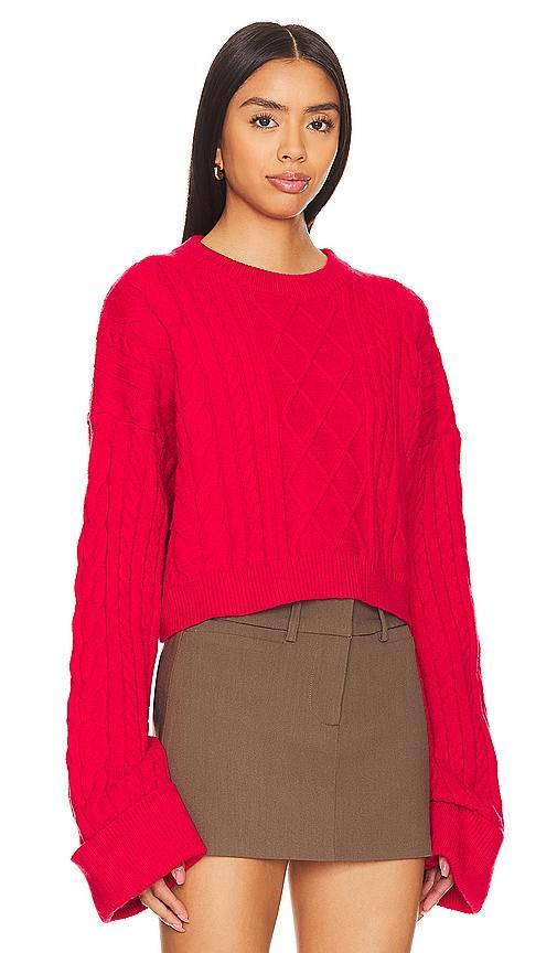 SNDYS Nellie Crop Sweater in Red. Size M, S, XL, XS, XXL, XXS. Product Image