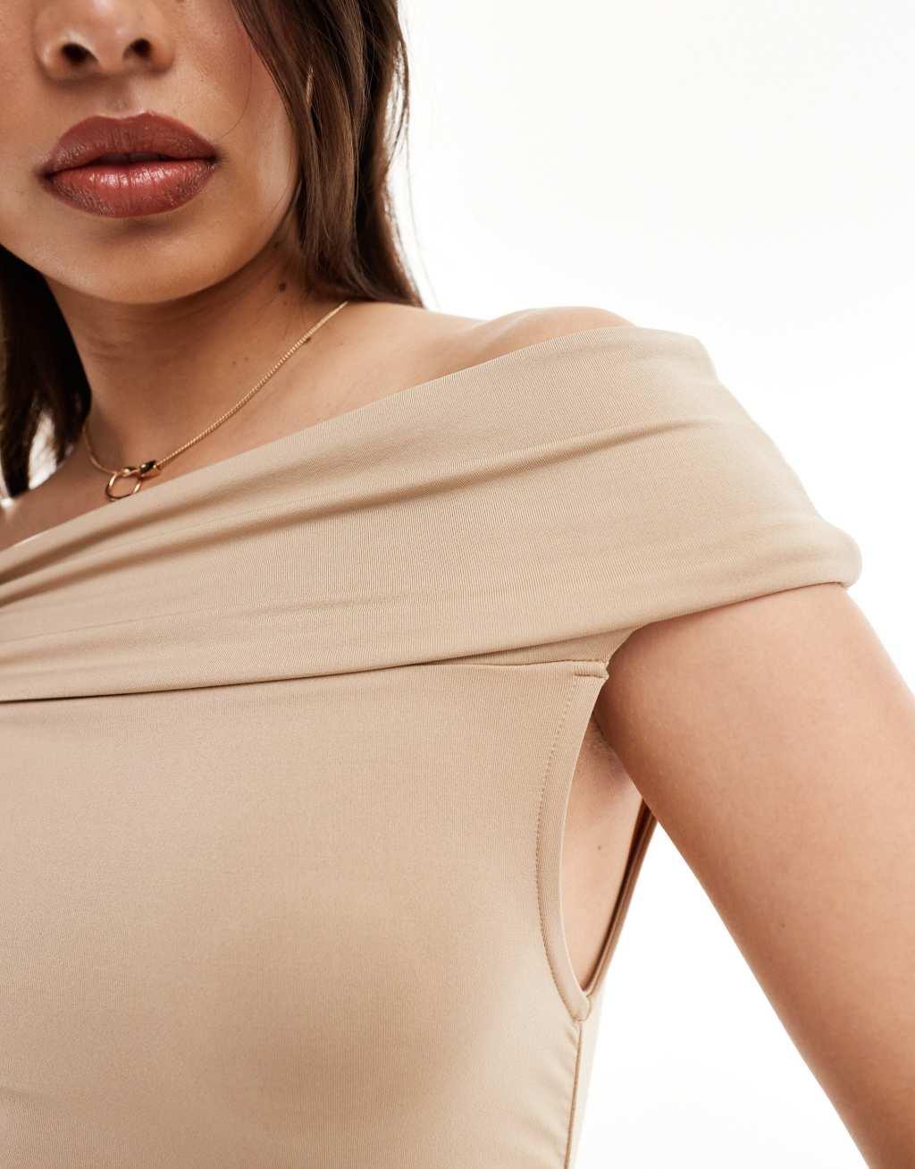 ONLY off shoulder top in beige   Product Image