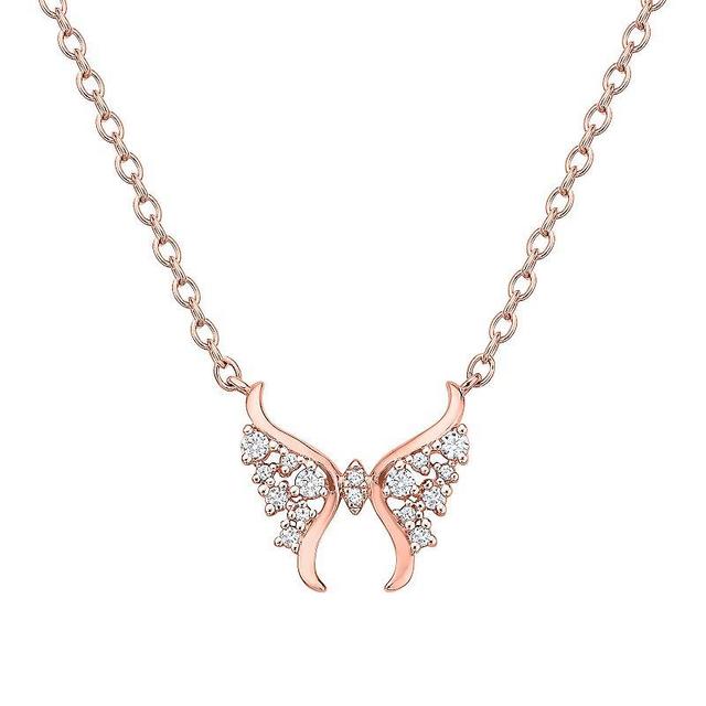 Irena Park Rose Gold Tone Sterling Silver 1/5 Carat T.W. Diamond Butterfly Necklace, Womens Pink Tone Product Image