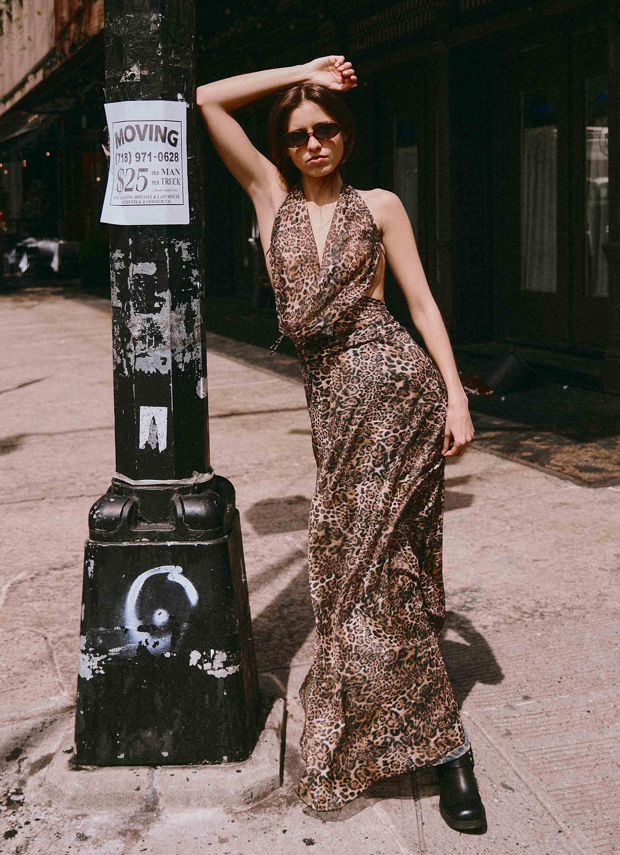 Elysia Mesh Maxi Dress - Leopard Product Image