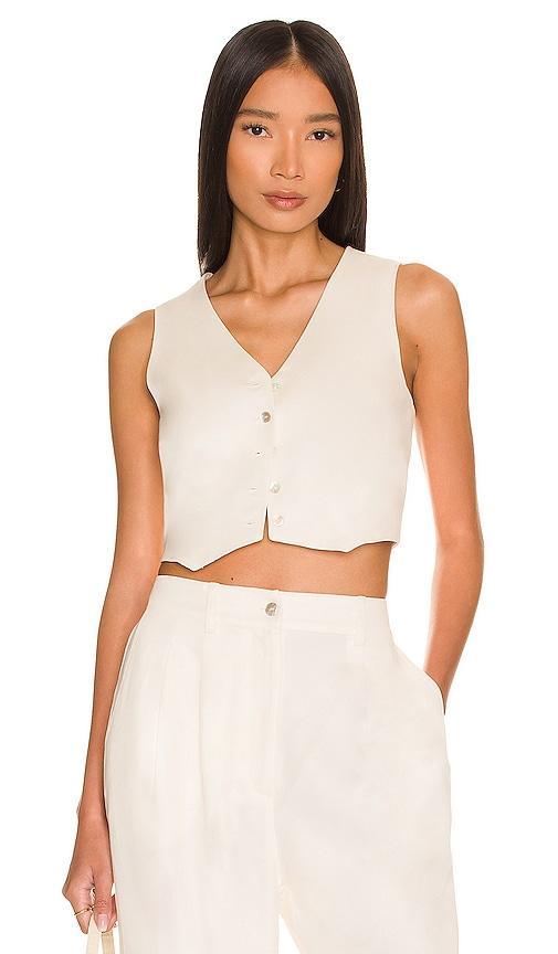 DONNI. Cropped Vest in Cream. Product Image