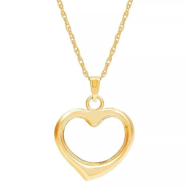 Everlasting Gold 10k Gold Open Heart Pendant Necklace, Womens, Size: 18, Yellow Product Image