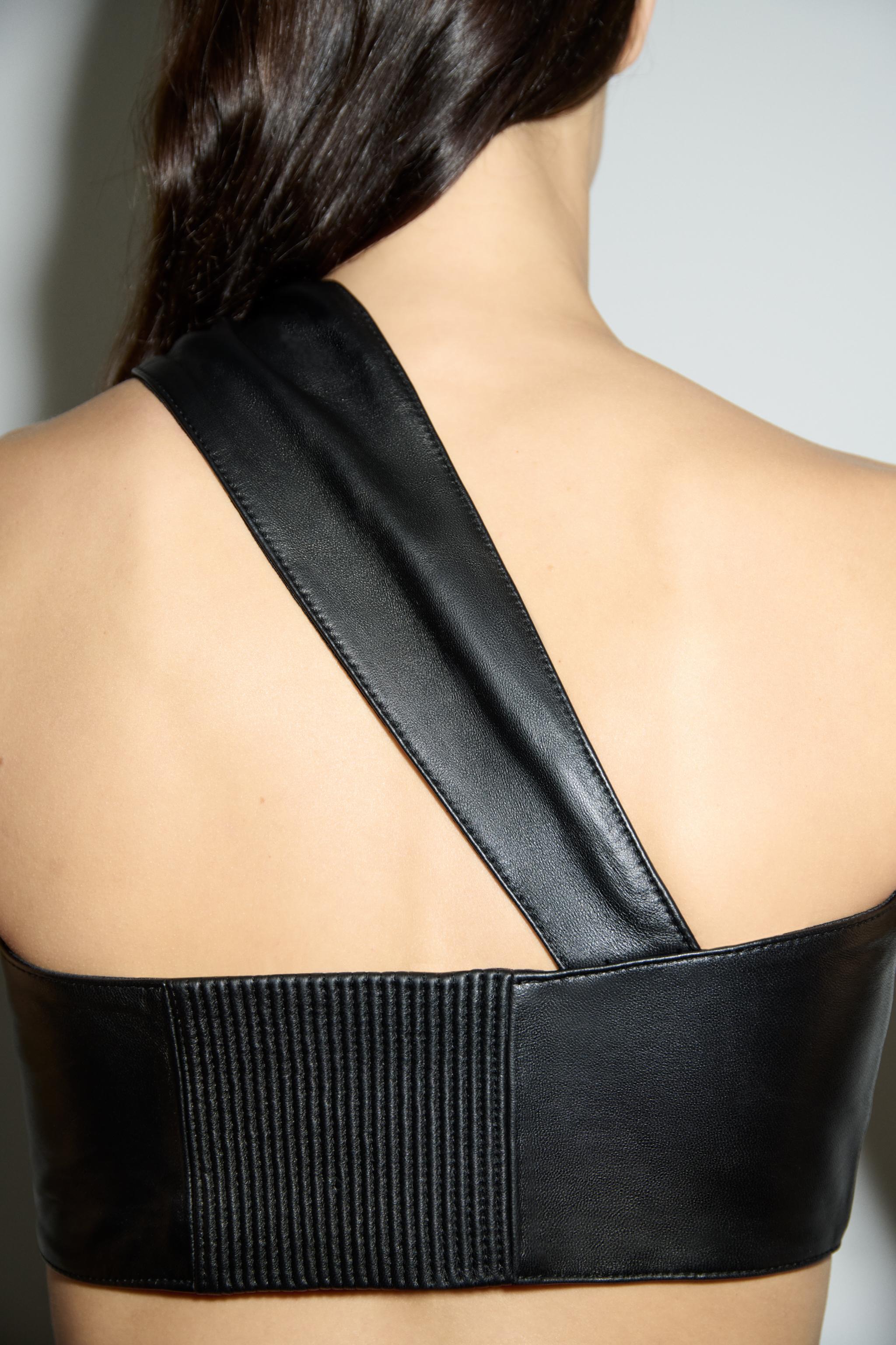 ASYMMETRIC WRAP LEATHER TOP Product Image