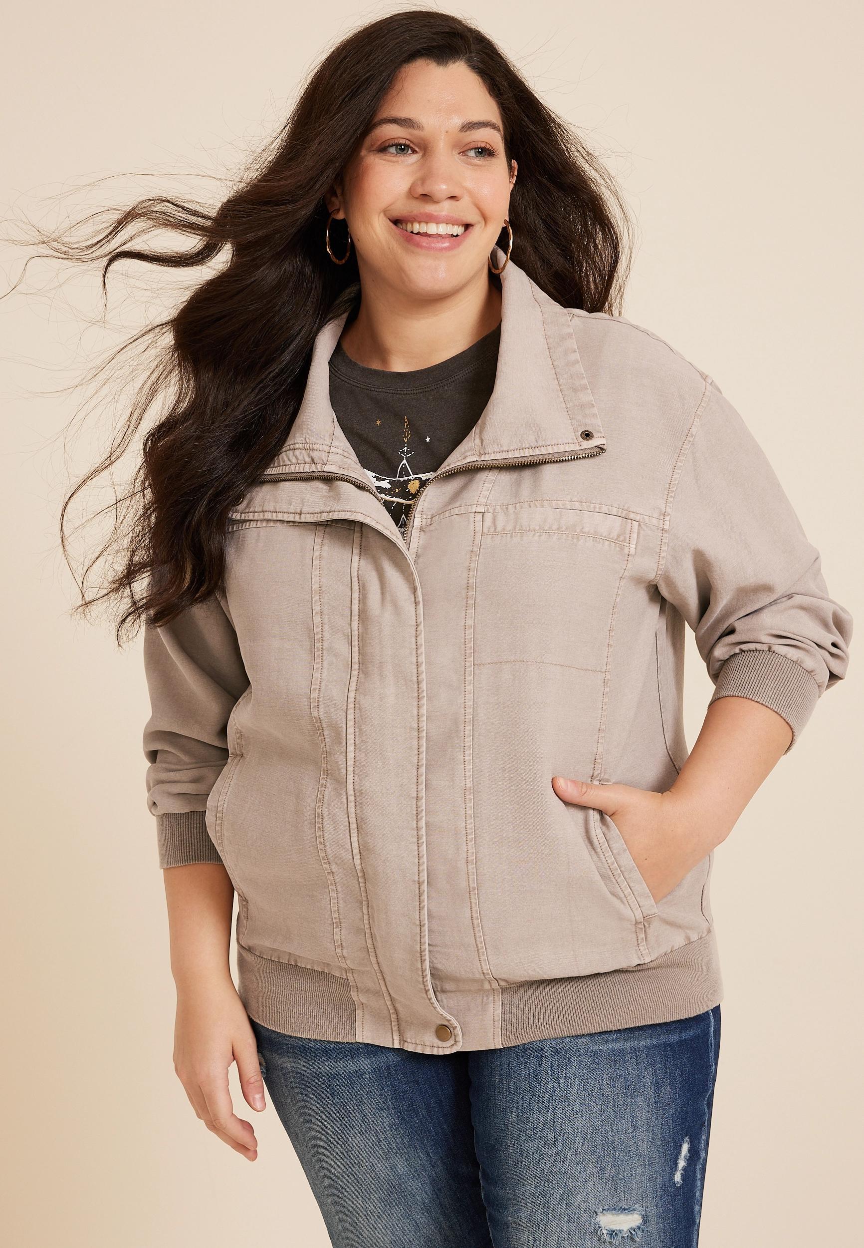 Maurices Plus Size Womens Twill Bomber Jacket Size 3X Product Image