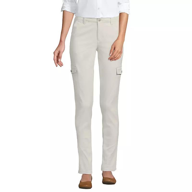 Petite Lands End Mid Rise Slim Cargo Chino Pants, Womens Product Image