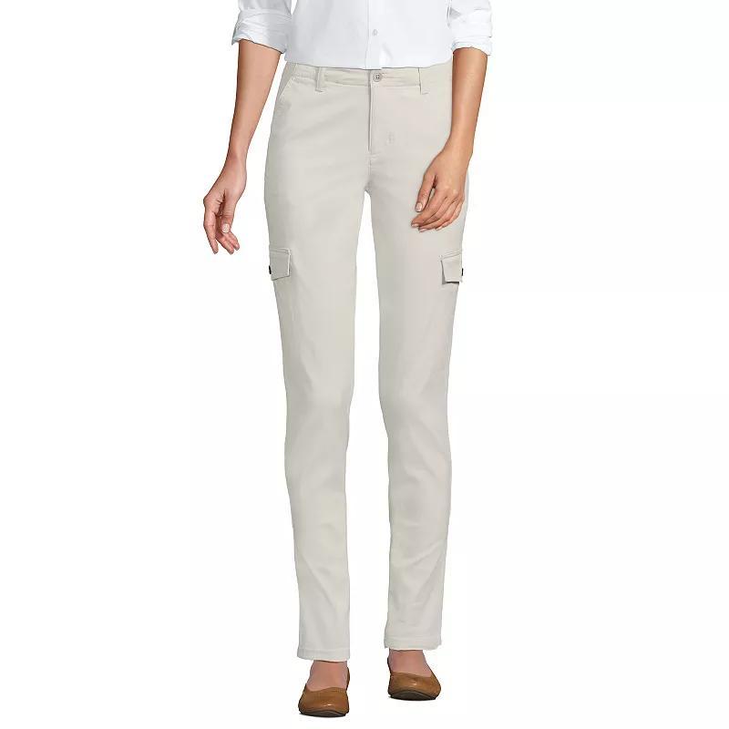 Womens Lands End Mid Rise Slim Cargo Chino Pants Product Image