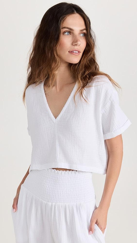 MONROW Gauze V Neck Mini Top | Shopbop Product Image