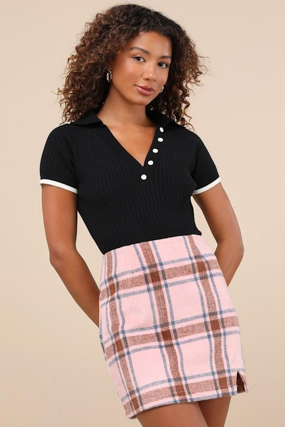 Spence Pink Plaid Mini Skirt product image