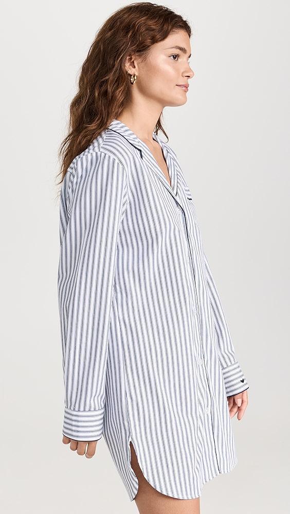 Petite Plume Navy French Ticking Nightshirt | Shopbop Product Image