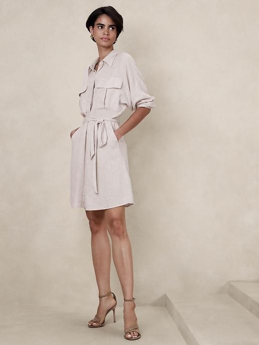 Linen-Blend Utility Mini Shirtdress product image