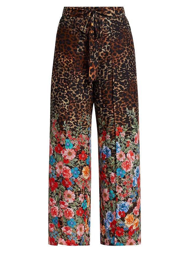 Womens Cheetah & Floral-Print Wrap Pants Product Image