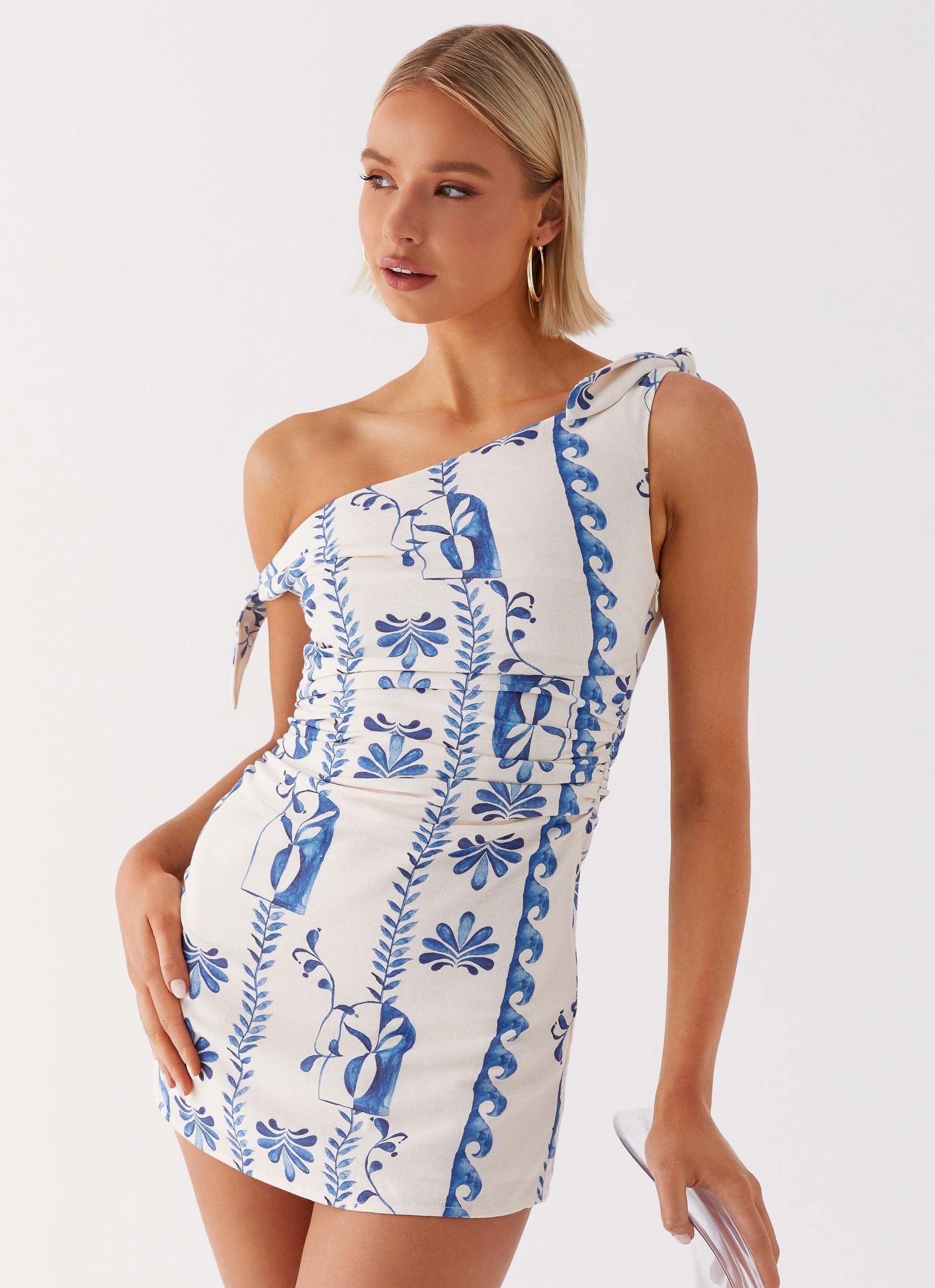 Amazonia Linen Mini Dress - Floral Wave Product Image