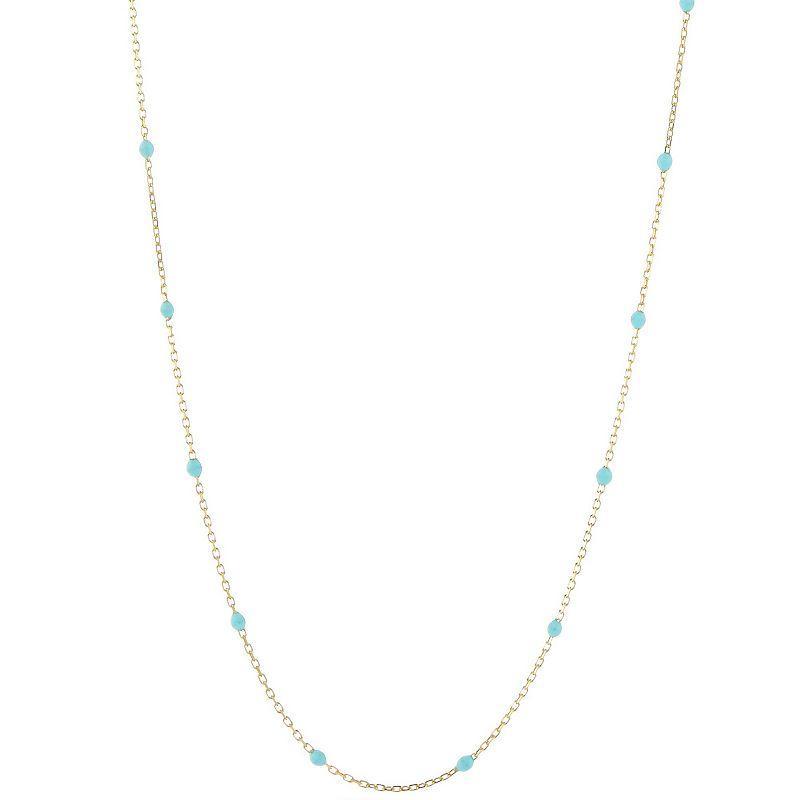 LUMINOR GOLD 14k Gold Turquoise Enamel Bead Chain Necklace, Womens Yellow Product Image