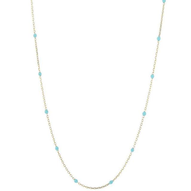 LUMINOR GOLD 14k Gold Turquoise Enamel Bead Chain Necklace, Womens Yellow Product Image