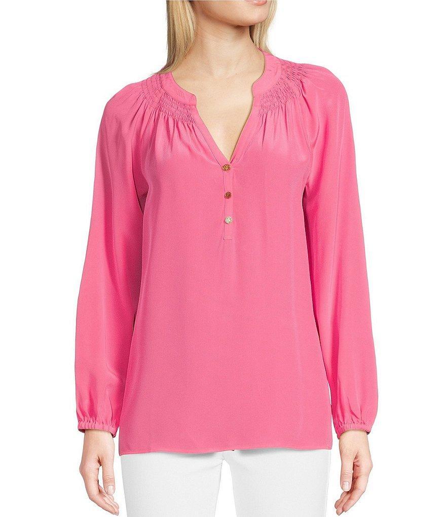 Lilly Pulitzer Elsa Silk V-Neck Bracelet Sleeve Top Product Image