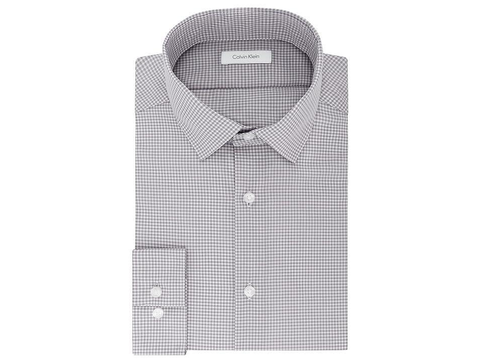 Calvin Klein Men's Dress Shirt Slim Fit Non Iron Gingham (Grey) Men's Long Sleeve Button Up Product Image