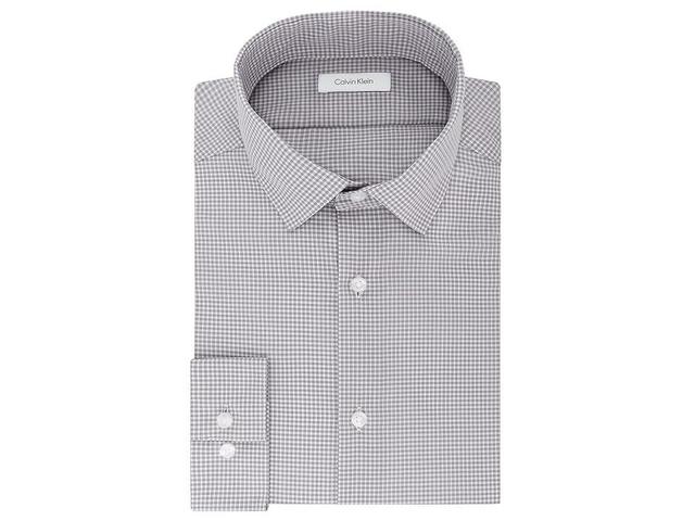 Calvin Klein Men's Dress Shirt Slim Fit Non Iron Gingham (Grey) Men's Long Sleeve Button Up Product Image