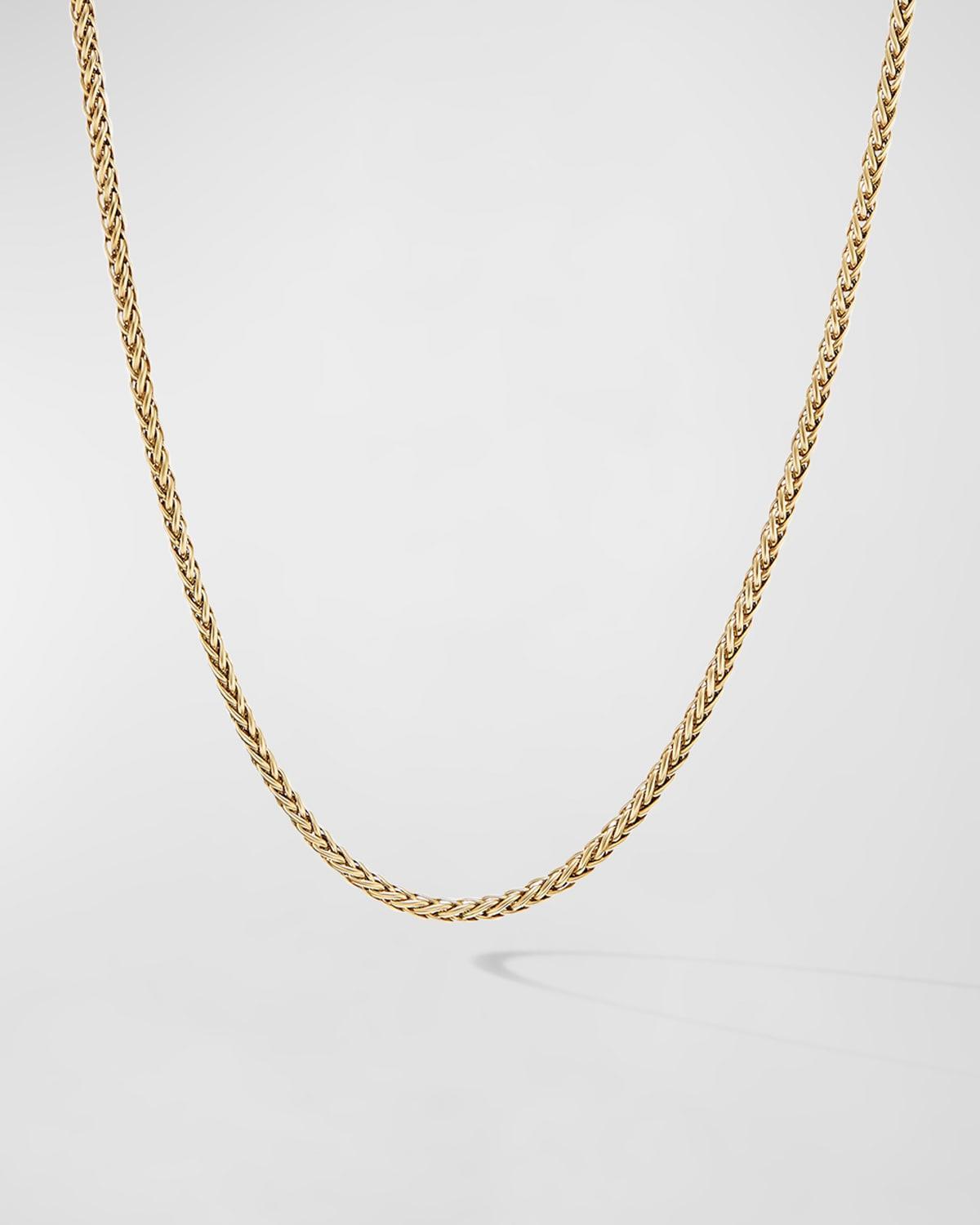 2.5mm Mens Wheat Chain Necklace in 18K Gold Product Image